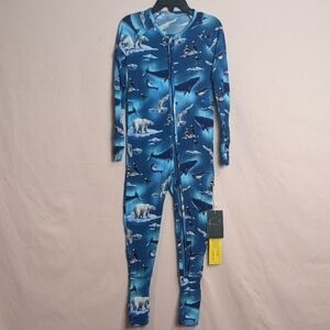 Hanlyn Blue Underwater Print One Piece Pajama Set size 4T